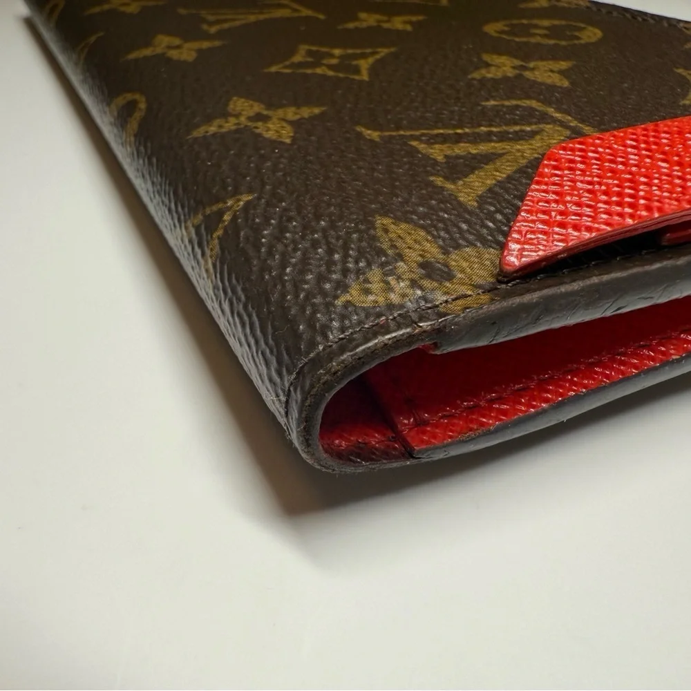 Louis Vuitton Monogram Portefeuille Adele Long Wallet with Red Interior